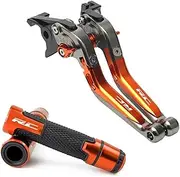 Motorcycle Brake Clutch Lever for KTM Duke RC 125 200 250 390 Brake Clutch Lever Handlebar Grip Folding Extendable Adjustable Motorcycle Clutch Handle(C Logo RC)