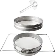 Agustu Stainless Steel Honey Strainer - Double Mesh Filter Screen Sieve - Honey Extractor for Beekeeping Supplies - Fits 5 Gallon Bucket - Bonus Bee Feeder Included