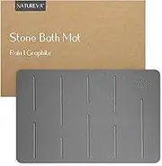 Natureva Home - Stone Bath Mat | Super Absorbent, Quick Dry, Non Slip | Modern Diatomite Bathroom Mats | Made of Natural Diatomaceous Earth | Absorbing Water Instantly I Design Rain | Colour Graphite
