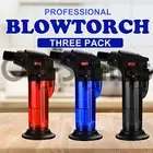 3x Blow Torch Jet Lighter Kitchen Tobacco Safety Lock Refillable Home Master