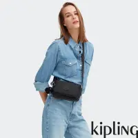 在飛比找Yahoo奇摩購物中心優惠-Kipling 曜岩黑品牌經典圓標前後加寬收納側背包-ABA