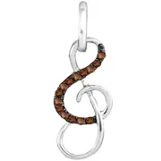 14k White Gold Round Brown Diamond Treble Clef Pendant 1/10 Cttw