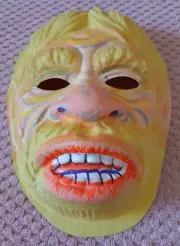 1960's FLOCKED BLONDE CAVEMAN MASK - Ben Cooper - Untrimmed