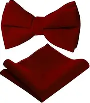 [YBVABE] Bow Ties Velvet Pre-Tied for Men’s with Pocket Square Sets - Solid Color, Adjustable Neckband Bow Tie and Pocket Square for Weddings and Parties