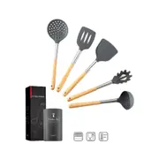 1Set Silicone Cooking Utensils Set Kitchen Tools Non-Stick Spatula Shovel Wooden Handle Cooking Tools Set With Storage Box