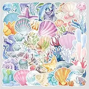Ocean Animals Stickers, 50PCS Marine Animal Vinyl Waterproof Decals for Water Bottles Computer Bicycle Skateboard Luggage Phone Pad Laptop Kids Teens Stickers Pack