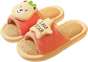 [QTONG] Kid Slippers, Toddler House Slippers Shoes for Boys Open Toe Cotton Linen Comfort Slip on Indoor Home Slippers for Girls and Boys (Color : Pink, Size : 27-28EU)