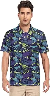 [ZZXXB] Dino Skeleton Roar Men's Polo Shirts Short Sleeve Quick Dry Athletic Outdoor Sports Golf Shirts S-XXL