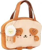 [GeekShare] Cute Toast Plush Bag with A Shoulder Strap, Cartoon Crossbody Shoulder Tote Bag Handbag Carrying Case Compatible with Switch/OLED and Other Little Accessories, Brown