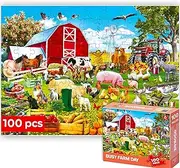 QUOKKA 100 Piece Puzzles for Kids Ages 4-6 – Floor Kids Puzzles Ages 6-8 Year Old – Toy for Learning Farm Animals for 8-10 yo – Jigsaw Toddler Game for Boy and Girl Ages 3-5