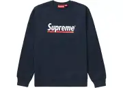 Supreme Underline Logo Crewneck Navy (SS20SW33) Size Medium