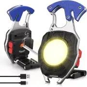 Keychain Work Light, 7 Modes Mini Rechargeable Torch, IPX5, 800 Lumens COB