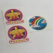 Lot Of 3 Vintage Retro Hawaii 80’s Stickers Hawaiian Decals Stickers Surfing