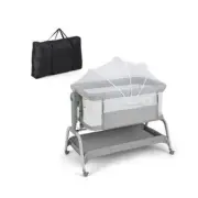 Height Adjustable Travel Cot With Mattress For 0 6 Months Grey