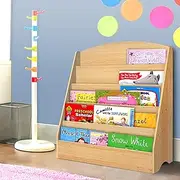 Keezi Kids Bookshelf, 5 Tiers Wooden Storage Book Shelf Bookshelves Corner Wall Toy Bookcase Rotating Display Shelves Home Living Room Bedroom Kindergarten Furniture, Rack
