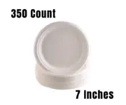 350 Pack - 100% Compostable Plates - Natural SugarCane Biodegradable 7-Inch