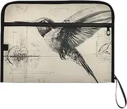 YMXFXP Expandable Filing Folder Hummingbird Paper, 13-Pocket Funny Cute Design with Sticky Labels, A4 Letter Size Document Organizer for Office, School, Boys, Girls