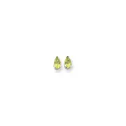 14k White Gold 8x5mm Pear Peridot Checker Earrings