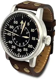 [WTI WORLD TIME INTERNATIONAL] WW2 Military Watch - Vintage Luftwaffe Pilot Watch, Automatic Movement with Genuine Leather Strap and 10 ATM Water Resistant