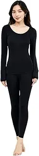 [Iedogo] Women Thermal Underwear Set, Extremely Thin But Warm, Tight Fitting Soft Comfortable Base Layer Legging&Tops, Extremely Stretchy, Free Size 88lbs To 220lbs