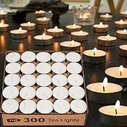 Ashlux Unscented Palm Tea Lights Candles 300 Pack Bulk, 4.5 Hours Long Burning White Tea Lights,Non-Paraffin, Smokeless, Mini Tealight Candles for Wedding, Table Centerpiece, Party, Power Outages