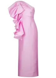 Solace London Barney Ruffled Satin Maxi Dress - Light Pink - 10 (UK10 / S) 10 (UK10 / S)