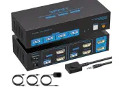 4K120Hz HDMI KVM Switch 2 Monitors 2 Computers 8K USB 3.0 KVM Switches for 2