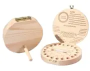Wooden Tooth Storage Box Collecting Teeth and Umbilical Cord
