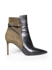 Black Panelled Leather Ankle Boots
