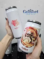 Genshin Impact Watter Bottle Miko Klee Hu Tao Can Reusable Straw Metal GIFT