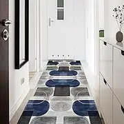 Extra Long Carpet Geometric Runner Rugs 1m 1,5m 2m 2,5m 3m 3,5m 4m 4,5m 5m 5,5m 6m Soft Durable Floor Mats, Washable Non-Slip Area Rugs for Entryway Kitchen Corridor Stairs(120x450cm)