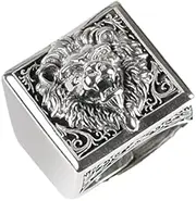 [Generic] Genuine Silver Lion Ring ~ Men Sterling Silver 925 Heavy Animals Ring ~ Roaring Lion's Head Ring ~ Vintage Retro Biker's Rings,