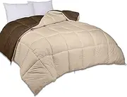 ROYALE LINENS Reversible Comforter - California King Duvet Insert - All Season Soft Quilted Comforters with 8 Corner Tabs - Down Alternative Bedding Comforter - Duvet Insert (Chocolate/Sand, King Cal)