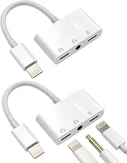 Lightning to 3.5mm Headphone Converter(2Pack)3in1 Apple MFI Certified iPhone AUX Adapter Dongle for 11 12 13 14 Pro Max 6 7 8 Plus X XR Ipad Music Adaptador Para Cord Audio Charger Jack Cable Splitter
