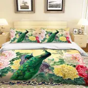 3D Peacock Flower 096 Bedding Set Pillowcases Quilt Duvet Cover Set Queen King