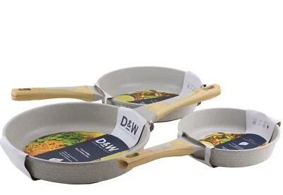 Deane and White Cookware 8" 9.5" 11" Skillets Gray Frying Pans Set of 3 D&W