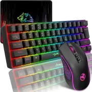 Wired Mechanical Feel Gaming Keyboard Mouse and Mat Set RGB Backlit For PC Xbox