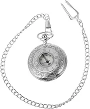 [WRITWAA] Steampunk Style Roman Numeral Pocket Watch Quartz Men's Women's Fashion Watch Necklace for Present