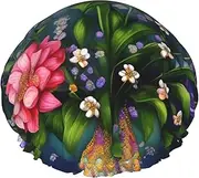 Flower Diamond Painting Print Shower Cap For Women Men Reusable Lightweight Soft Bath Hair Cap With Elastic Band