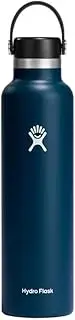 HYDRO FLASK - Water Bottle 709 ml (24 oz) - Vacuum Insulated Stainless Steel Water Bottle with Leak Proof Flex Cap and Powder Coat - BPA-Free - Standard Mouth - Indigo