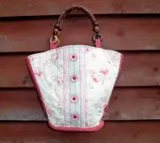 Rose Button Bag 38cm x 30cm x 10cm + 16 cm Handles Handmade