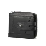 BULLCAPTAIN Genuine Leather Bifold Men Zipper Wallet RFID Blocking Mutil Card Holder Coin Purse Small Cash Clip
