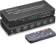 Multi-Device 4K HDMI Switch with Remote Control & Audio Out - Jet Black Style