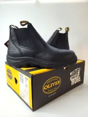 Oliver Boots Smooth Black Steel Cap Slip On Work Boots Elastic Sided Men AU7-US8