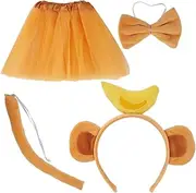PAMINGONO 1 Set Cosplay Monkey Costume with Decorative Headband Tutu Skirt Bowtie Tail Adorable Animal Ear Headband for Creative Photo Props and Festive Fun