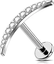 [OUFER] 16G Conch Piercing Ring Internal Thread Cartilage Ear Piercing Titanium G23 Helix Piercing Jewellery 8 mm Labret Piercing Clear CZ Helix Ring Conch Piercing Ring