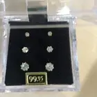 3 pairs of Piercing Stud Earrings Gold Plate Zirconia Trio MSRP $99.95
