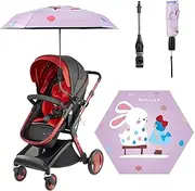 luckhycz Universal Parasol for Pushchairs, UV Protection, Sun Protection Umbrella for Prams, UPF 50+, 90 cm Diameter with Universal Holder for Pushchairs and Buggies (Rabbits)