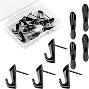 GEEHUA 10PCS Cubicle Hooks Fabric Panel Wall Hooks, Coat Clips Push Pins Metal Nails Picture Hangers Office Shelf Home Kitchen Room Board Hanging Accessories Supplies