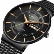LIGE Men Quartz Watch Ultra thin Steel Sport Wristwatch Male Calendar Watches